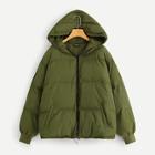 Shein Plus Zip Front Hooded Puffer Coat