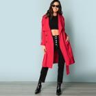 Shein Flap Front Belted Trench Coat