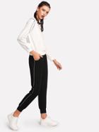 Shein Stitch Detail Top And Pants