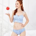 Shein Self Tie Strap Ruffle Detail Gingham Pj Set