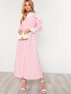 Shein Scalloped Contrast Panel Drawstring Waist Shirt Dress