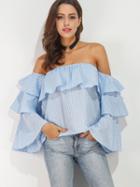 Shein Off Shoulder Gingham Ruffle Tiered Top
