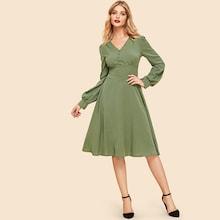 Shein 50s Bishop Sleeve Solid Dress