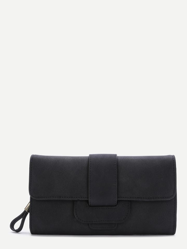 Shein Black Zipper Delicate Pu Clutch Bag