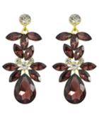 Shein Winered Rhinestone Flower Drop Earrings