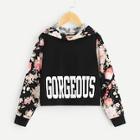 Shein Girls Floral And Letter Print Hoodie