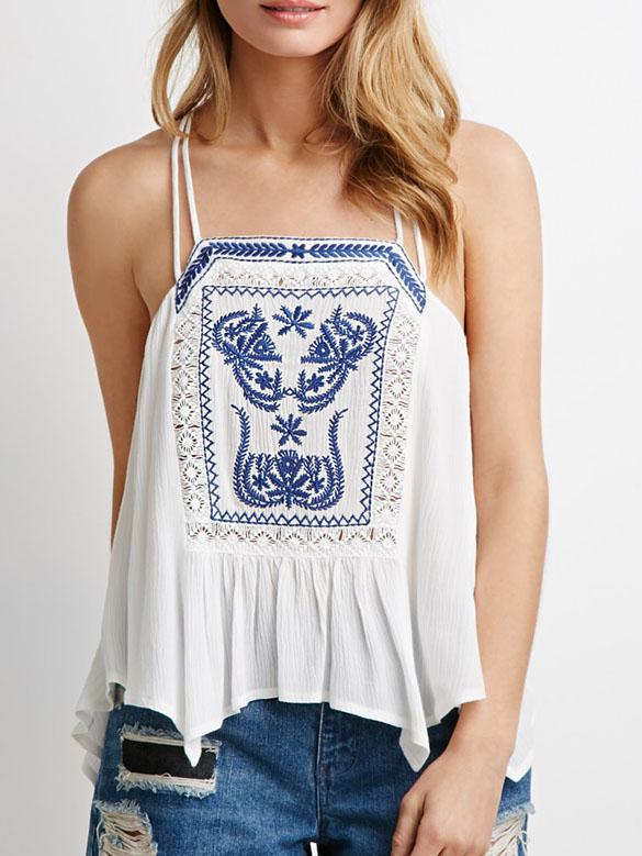 Shein Spaghetti Strap Embroidered Cami Top