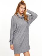 Shein Heather Grey Cutout Cowl Neck Dolman Sleeve Dress