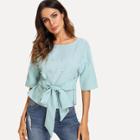 Shein Pearl Beaded Knot Front Blouse