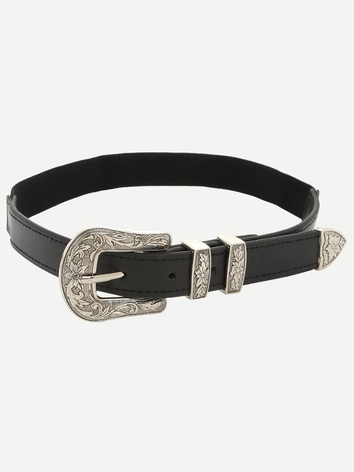 Shein Vintage Inspired Silver Buckle Belt
