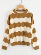 Shein Contrast Striped Cable Knit Jumper