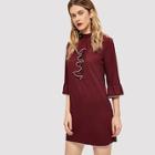 Shein Contrast Tipping Bell Sleeve Dress