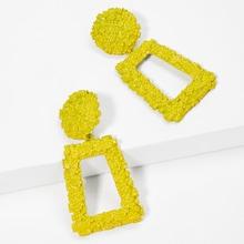 Shein Open Rectangle Textured Drop Earrings