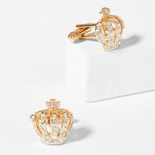 Shein Men Rhinestone Crown Cufflinks 1pair