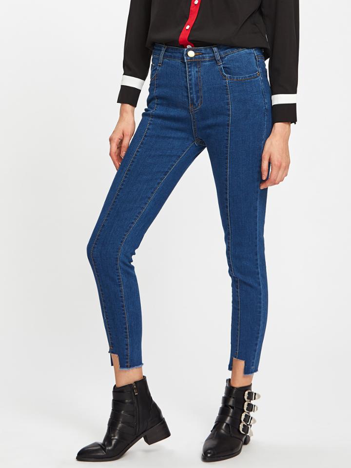 Shein Cut Out Hem Jeans