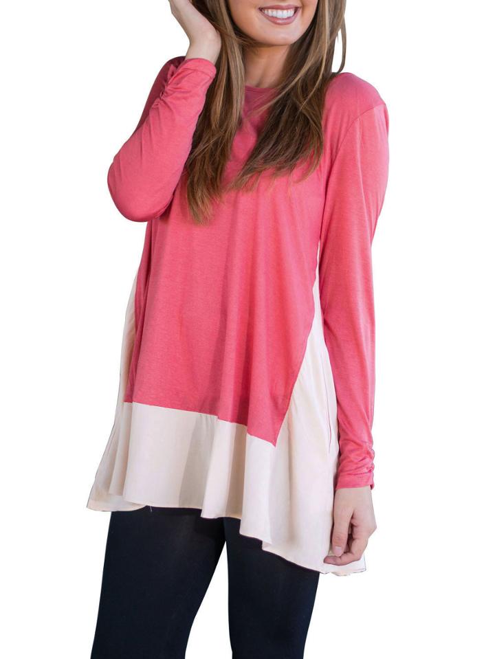 Shein Pink Long Sleeve Loose Dress