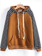 Shein Contrast Stripe Raglan Sleeve Hooded Sweatshirt