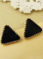 Shein Black Glaze Gold Triangle Earrings