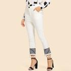 Shein Contrast Hem With Tassel Detail Pants