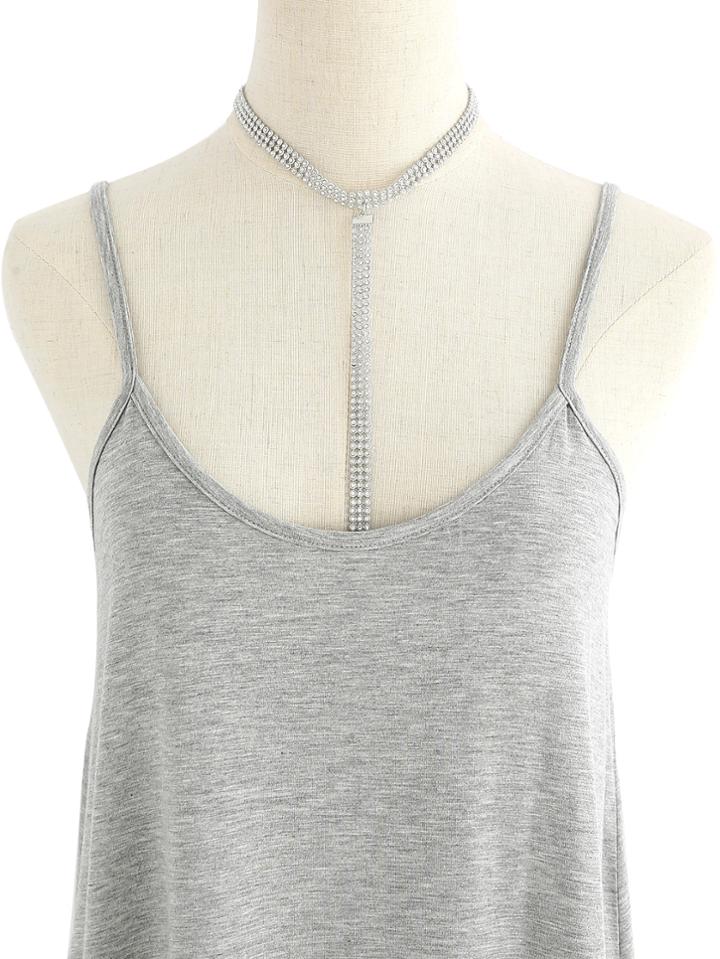 Shein 3 Row Rhinestone Body Chain With Choker Neck