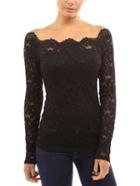Shein Black Lace Embroidered Off The Shoulder Blouse