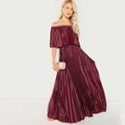 Shein Flounce Foldover Front Off Shoulder Pleated Dress