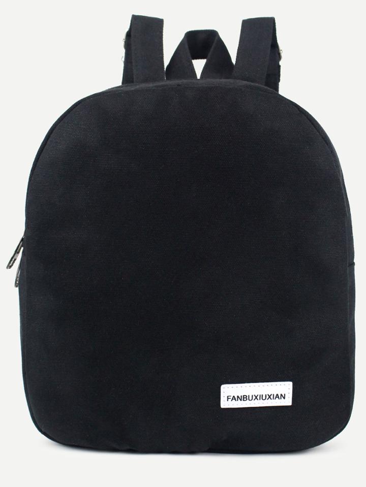 Shein Black Zip Front Canvas Dome Backpack