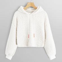 Shein Crop Hooded Teddy Sweatshirt