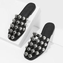 Shein Closed Toe Beaded Cut Out Flats