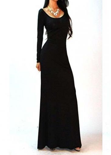 Rosewe Elegant High Waist Open Back Black Dress For Prom
