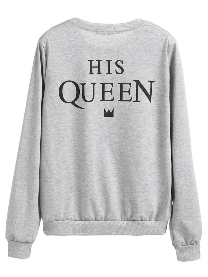 Shein Slogan Print Back Pullover