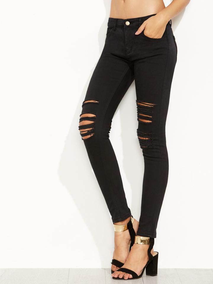 Shein Distressed Knee Skinny Jeans