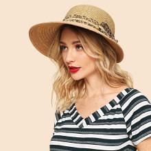 Shein Leopard Bow Decorated Straw Hat