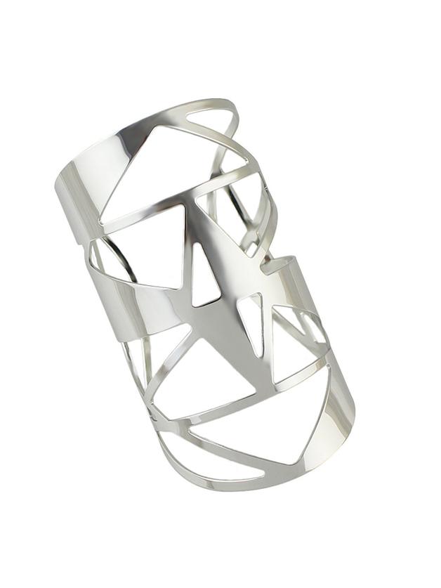 Shein Silver 2016 New Hollow Out Big Statement Cuff Bracelet