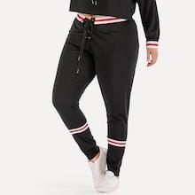 Shein Plus Lace Up Stripe Contrast Pants