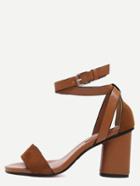 Shein Light Brown Faux Suede Open Toe Chuny Sandals