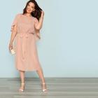 Shein Plus Cape Sleeve Belted Dress