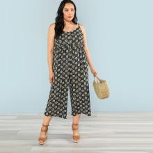 Shein Plus Calico Print Wide Leg Cami Jumpsuit
