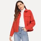 Shein Pocket Up Button Solid Coat