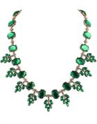 Shein Green Gemstone Gold Leaves Necklace