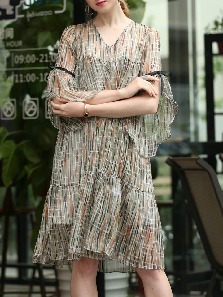 Shein Color Block V Neck Dress