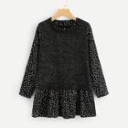 Shein Frill Neck Dot 2 In 1 Sweater