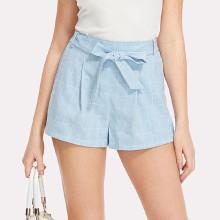 Shein Self Belted Grid Shorts