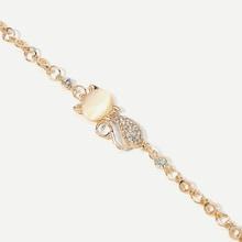 Shein Rhinestone Cat Detail Chain Bracelet