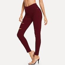 Shein Elastic Waist Ripped Pants