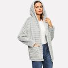 Shein Solid Fuzzy Hooded Coat