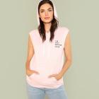 Shein Pocket Front Sleeveless Hooded T-shirt