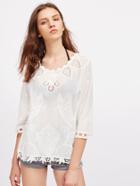 Shein Embroidery Detail Hollow Out Cover Up