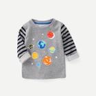 Shein Boys Planet Print Striped Tee