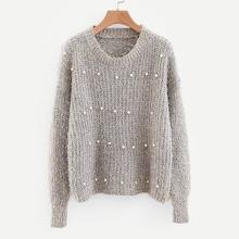 Shein Beaded Detail Drop Shoulder Sweater